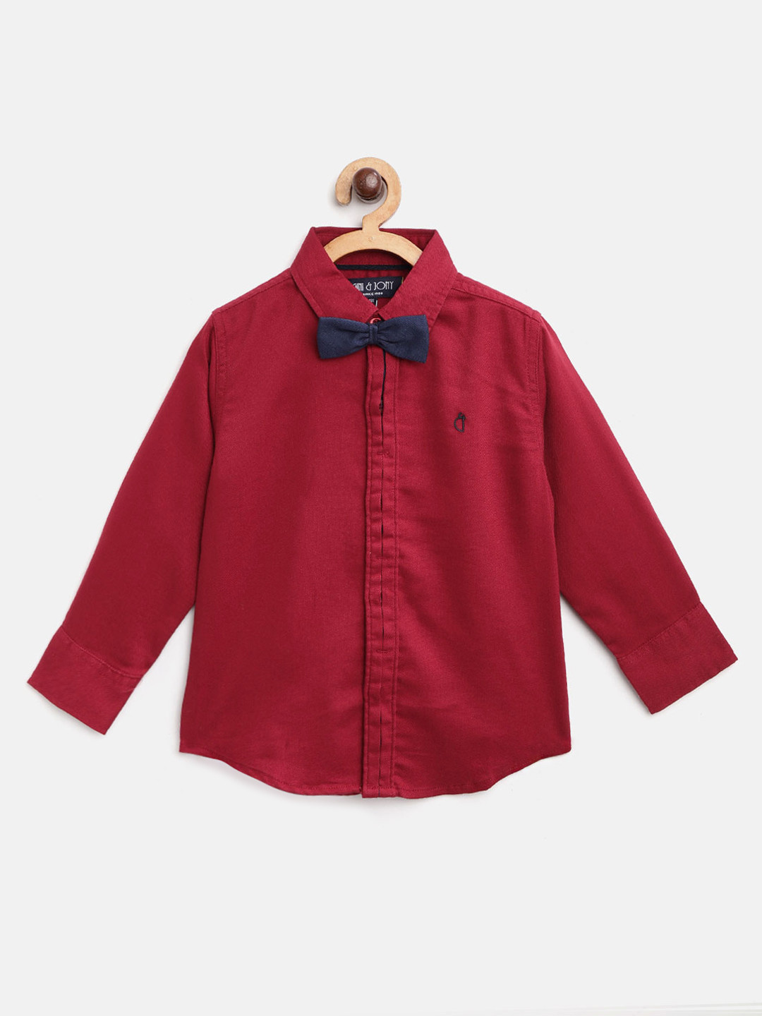 

Gini and Jony Boys Maroon Regular Fit Solid Casual Shirt with Bow Tie