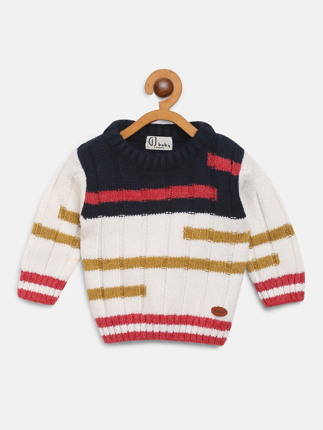 

Gini and Jony Boys White & Navy Blue Striped Pullover Sweater