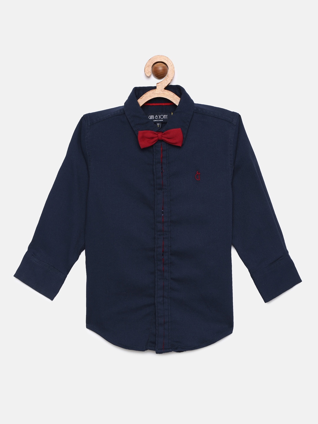 

Gini and Jony Boys Navy Blue Regular Fit Solid Casual Shirt