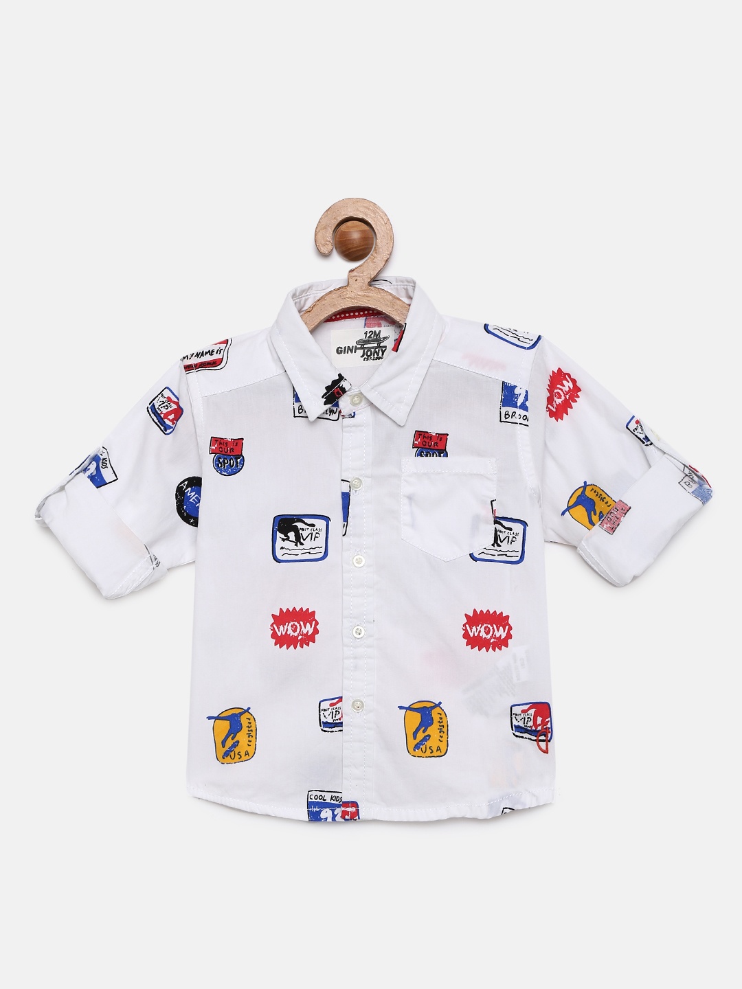 

Gini and Jony Boys White Regular Fit Printed Casual Shirt