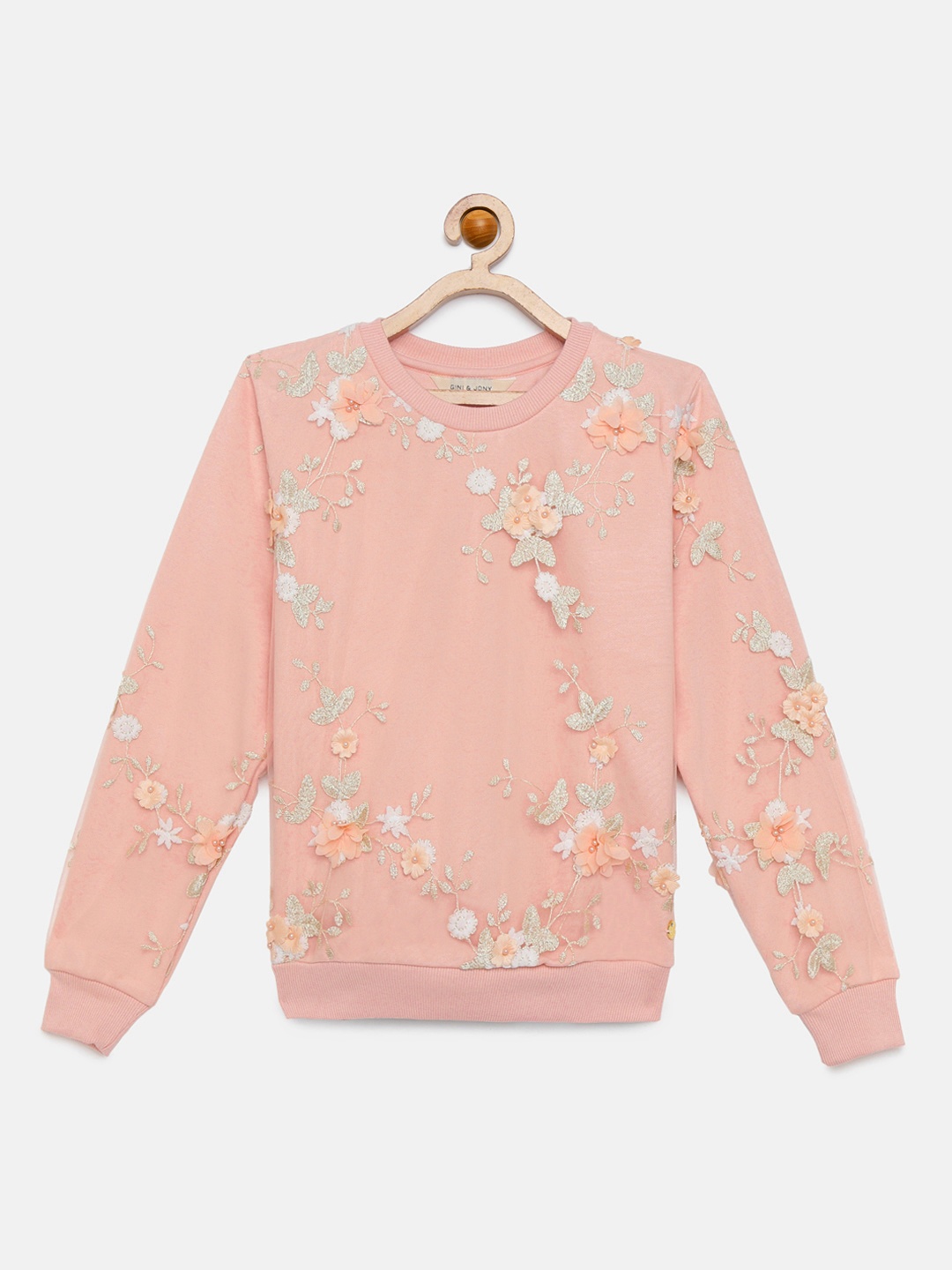 

Gini and Jony Girls Pink Self Design Sweatshirt