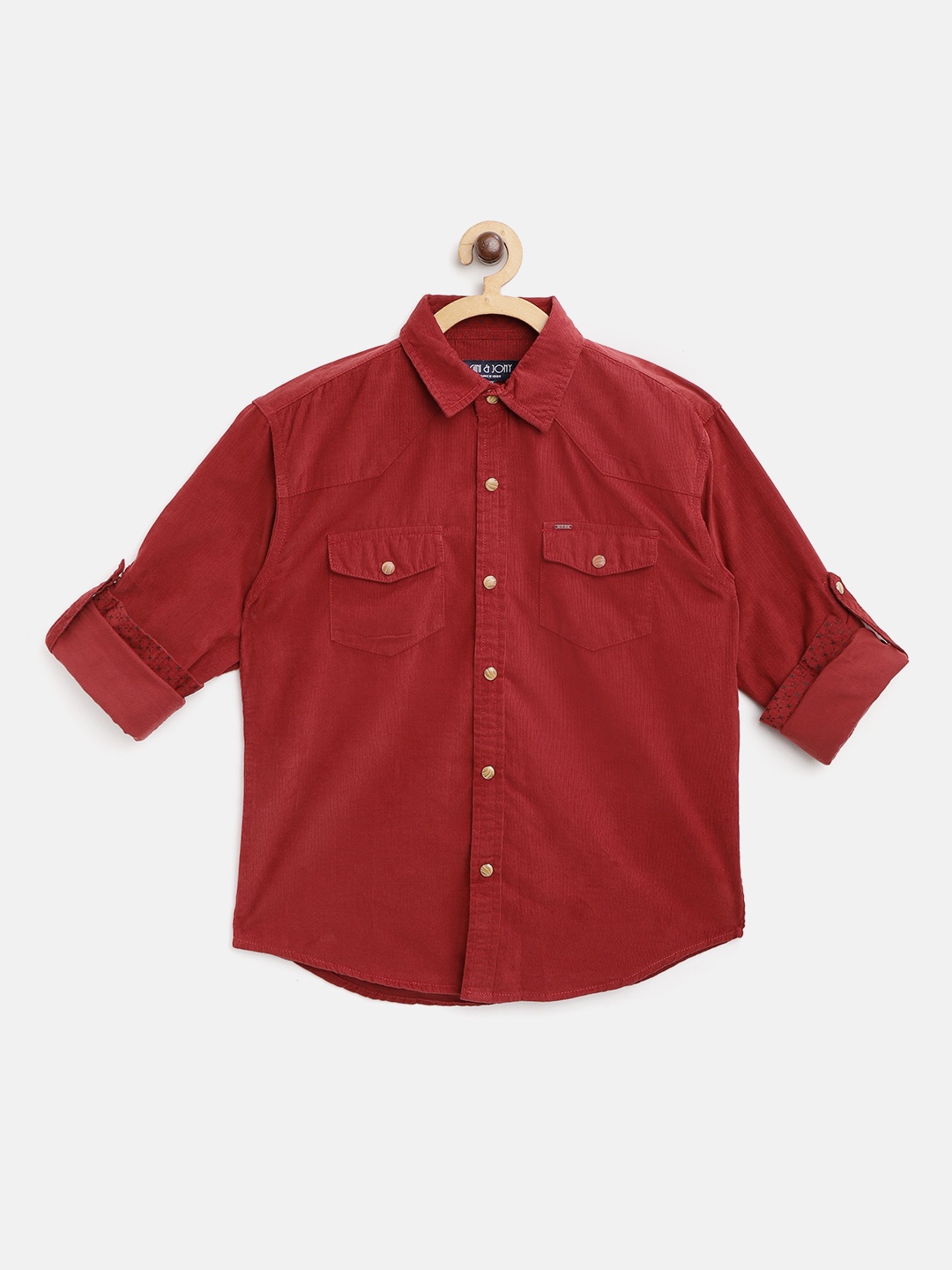 

Gini and Jony Boys Maroon Regular Fit Solid Corduroy Casual Shirt