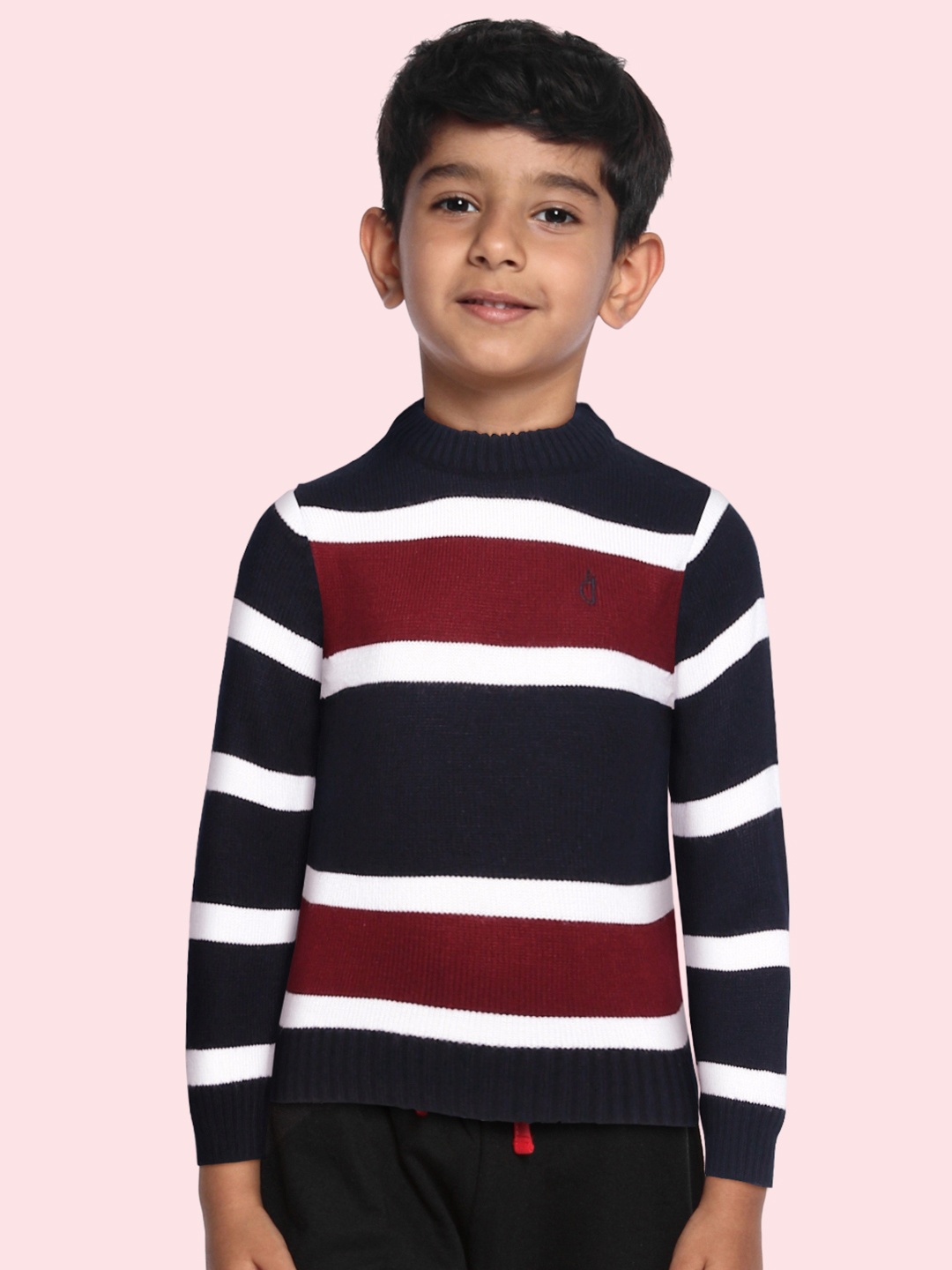 

Gini and Jony Boys Navy Blue & White Striped Pullover Sweater