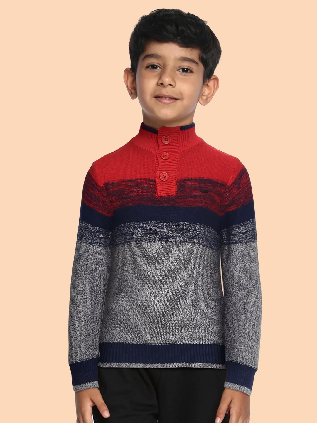 

Gini and Jony Boys Red & Navy Colourblocked Pullover Sweater