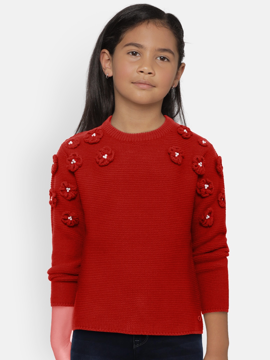 

Gini and Jony Girls Maroon Applique Detail Pullover Sweater