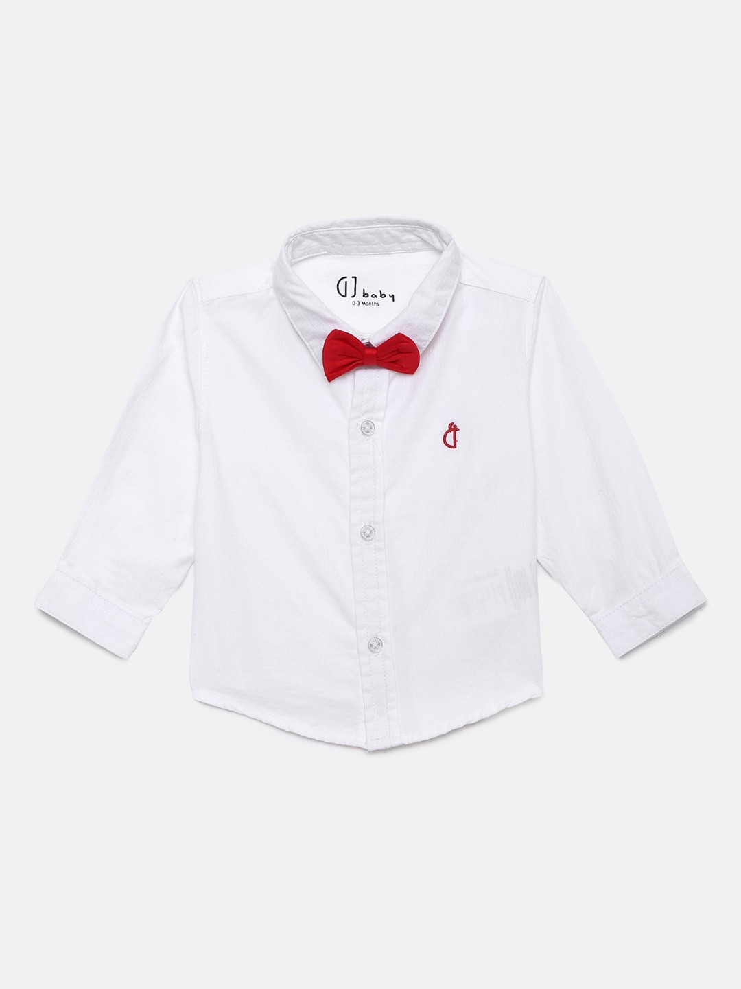 

Gini and Jony Boys White Regular Fit Solid Casual Shirt With a Bow Tie