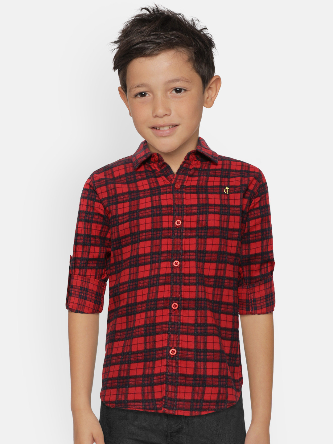 

Gini and Jony Boys Red & Black Regular Fit Checked Casual Shirt