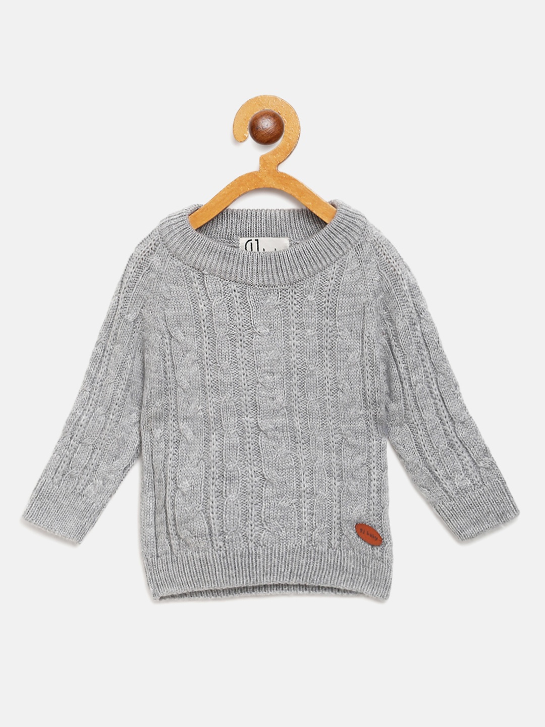 

Gini and Jony Boys Grey Melange Cable Knit Pullover Sweater