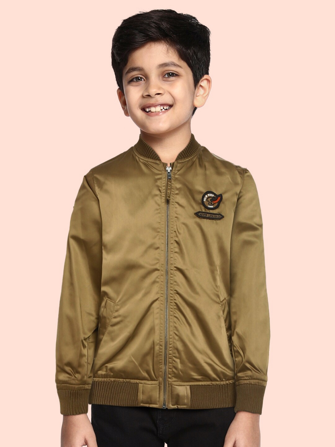 

Palm Tree Boys Olive Brown Solid Bomber Jacket