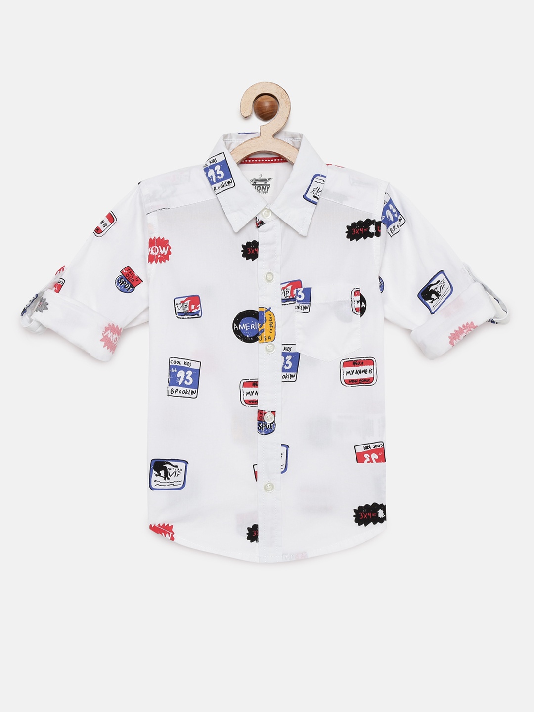 

Gini and Jony Boys White Regular Fit Printed Casual Shirt
