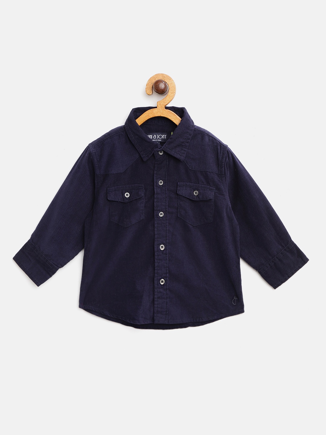 

Gini and Jony Boys Navy Blue Regular Fit Solid Corduroy Casual Shirt