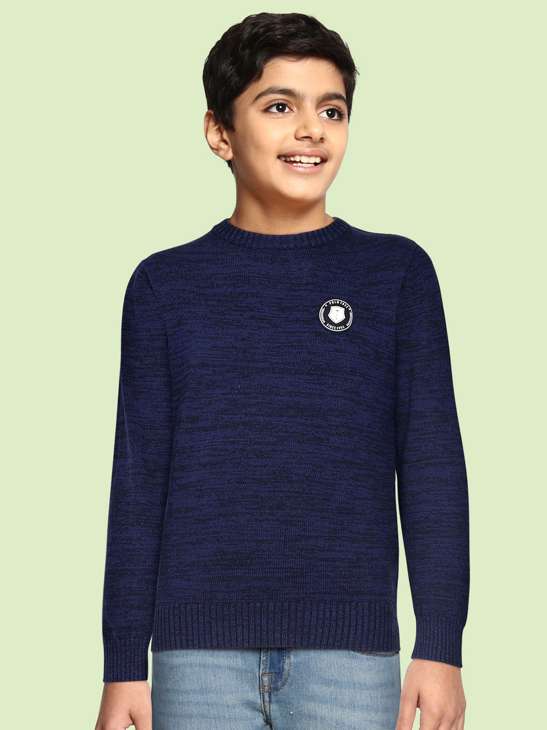 

Palm Tree Boys Navy Blue Self-Design Pullover Sweater