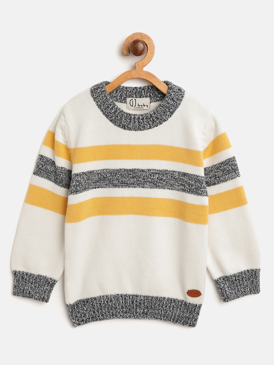 

Gini and Jony Boys White & Yellow Striped Pullover Sweater