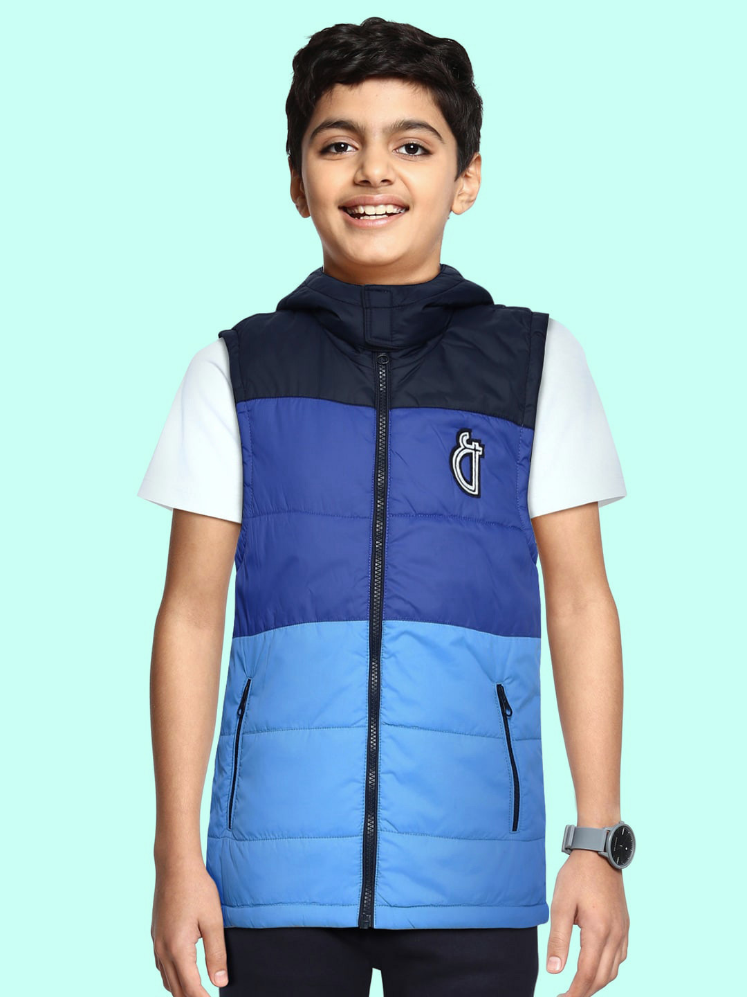 

Gini and Jony Boys Blue Colourblocked Padded Jacket Jacket
