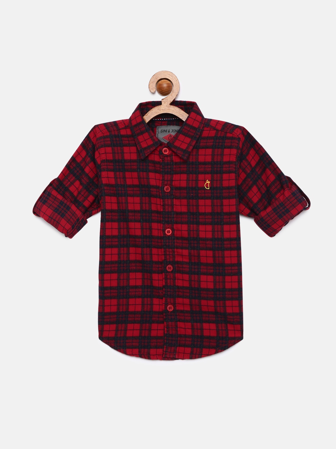 

Gini and Jony Boys Red & Navy Blue Regular Fit Checked Casual Shirt