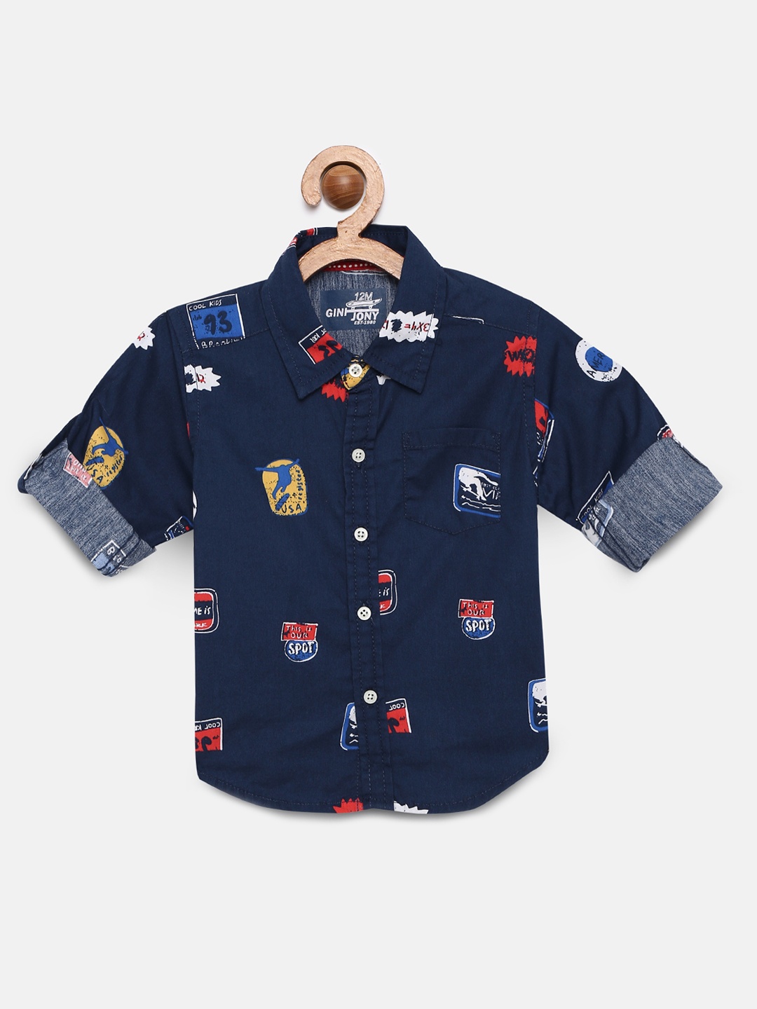 

Gini and Jony Boys Blue Regular Fit Printed Casual Shirt