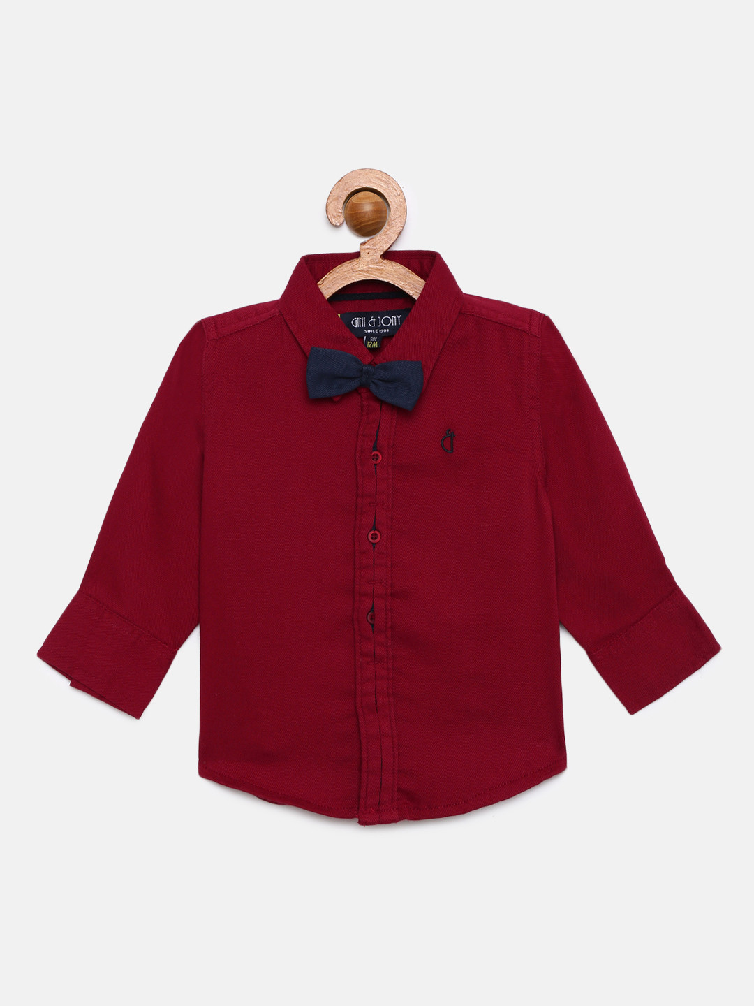 

Gini and Jony Boys Red Regular Fit Solid Casual Shirt