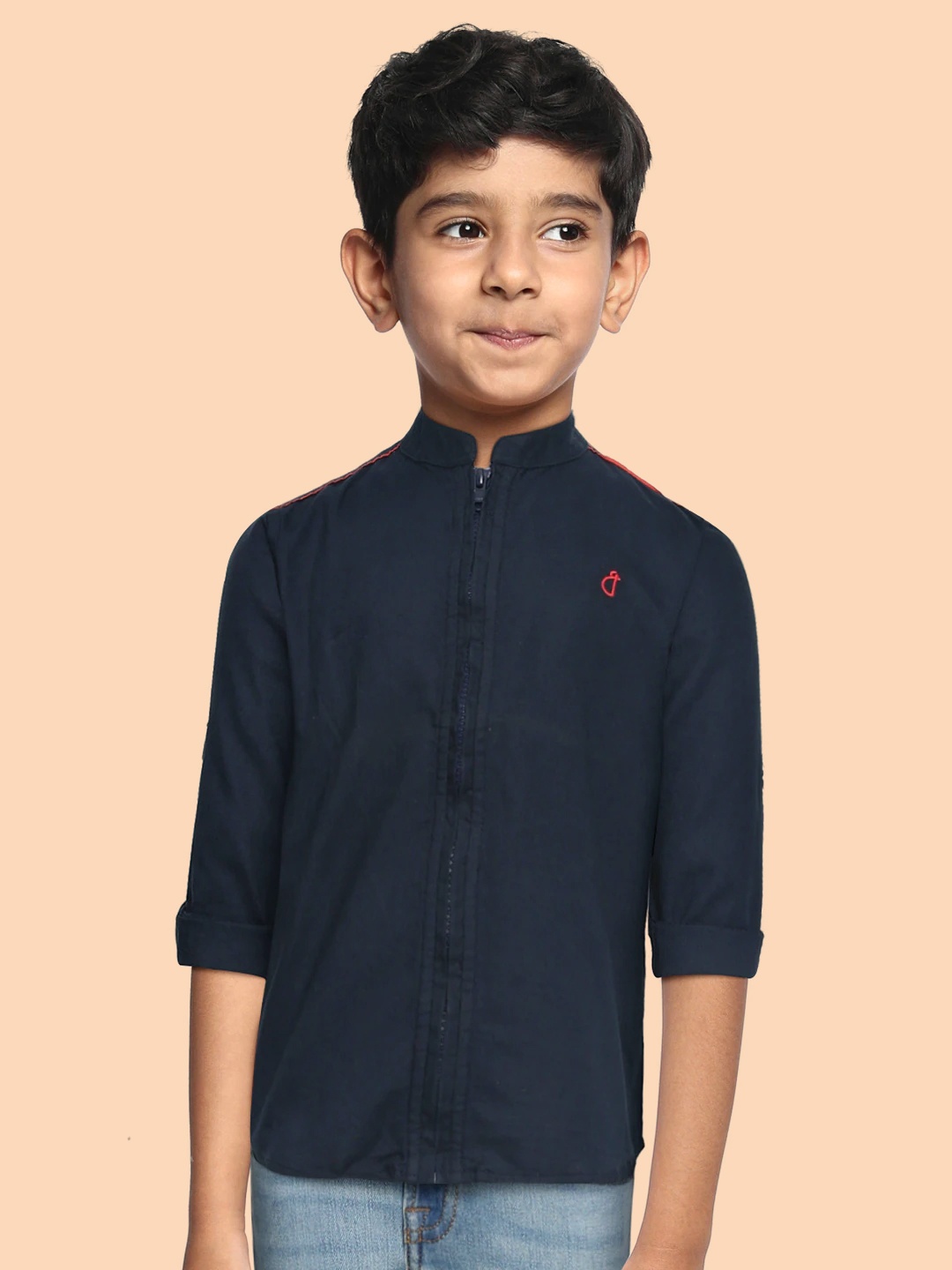 

Gini and Jony Boys Navy Blue Solid Regular Fit Casual Shirt