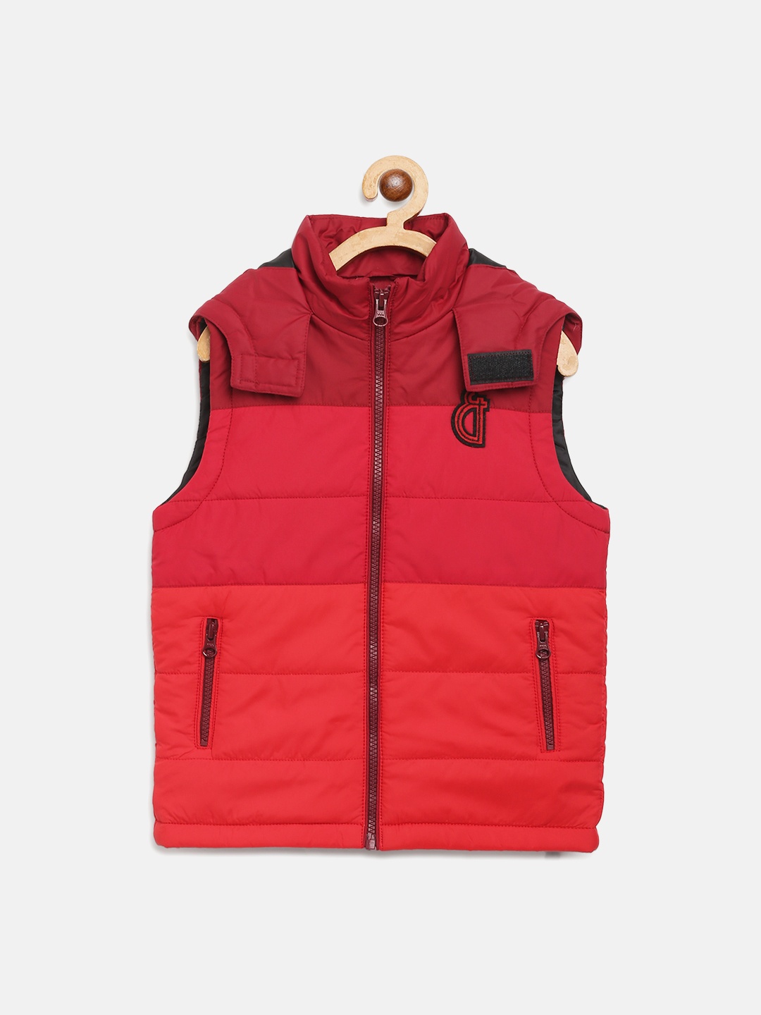 

Gini and Jony Boys Red & Orange Solid Hooded Padded Jacket