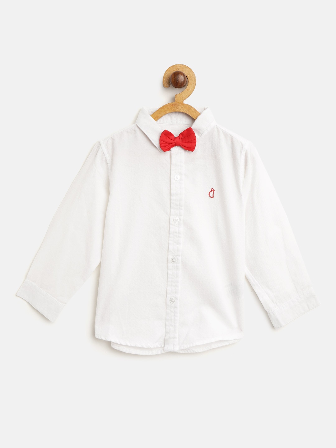 

Gini and Jony Boys White Regular Fit Self Design Casual Shirt with Bow Tie