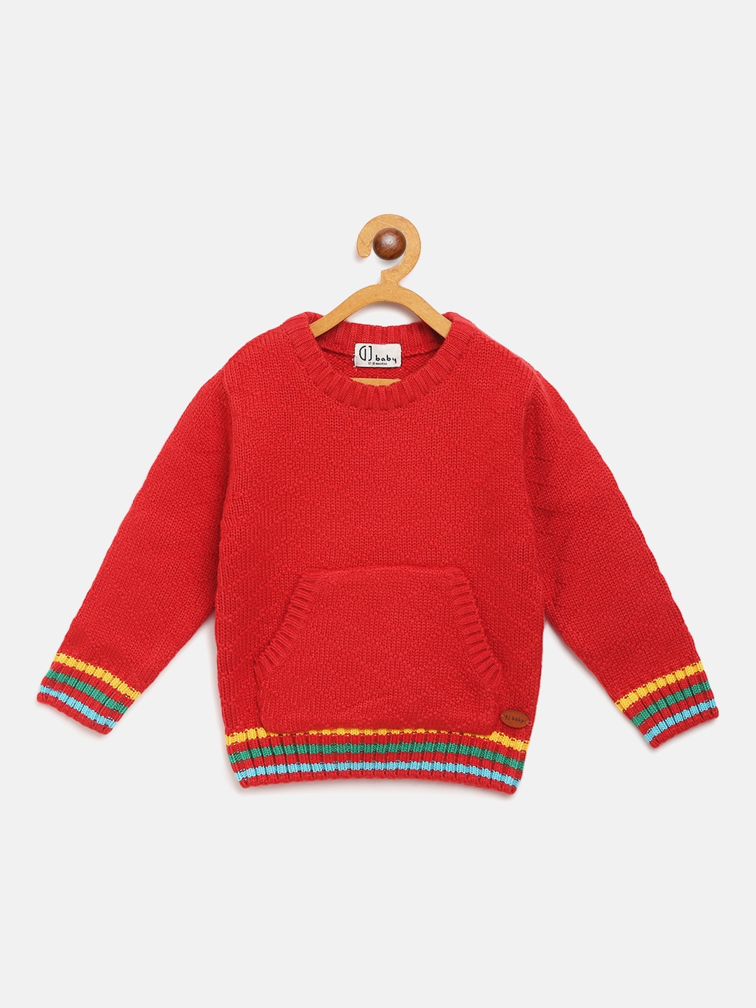 

Gini and Jony Boys Red Self Design Pullover Sweater