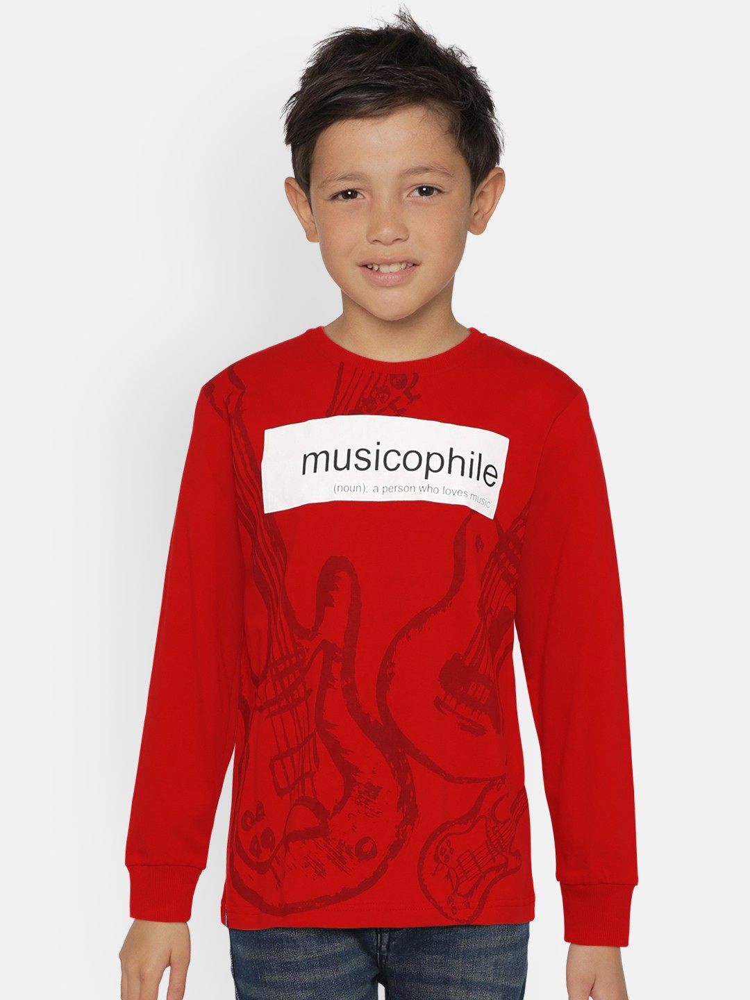 

Palm Tree Boys Red Printed Round Neck Pure Cotton T-shirt