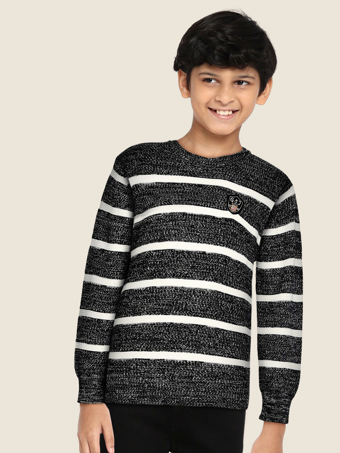 

Gini and Jony Boys Black & White Striped Pullover Sweater