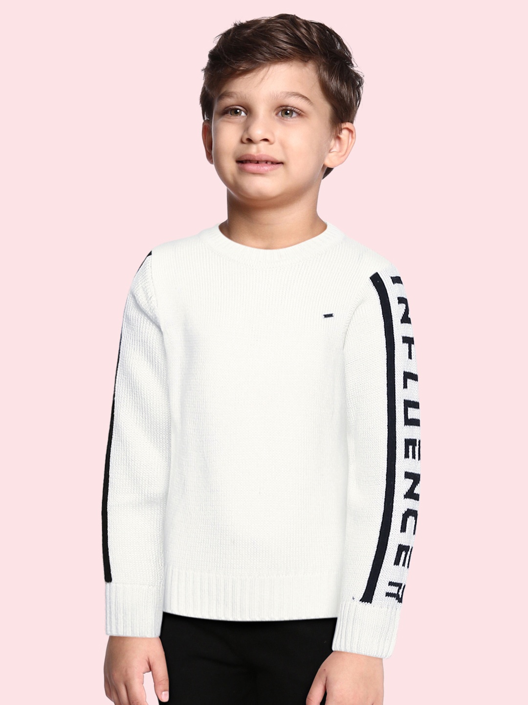 

Gini and Jony Boys Off-White Solid Pullover Sweater