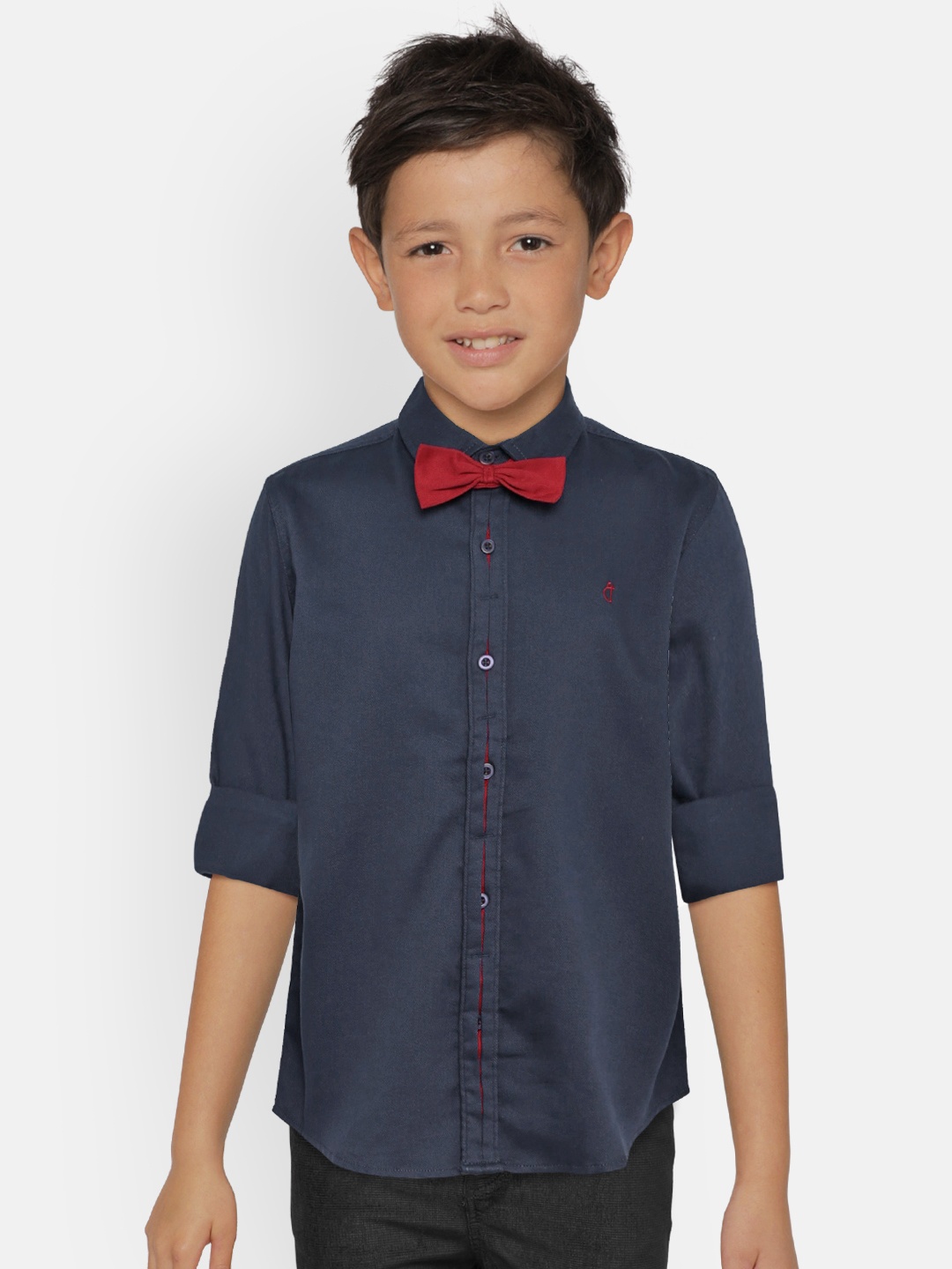 

Gini and Jony Boys Blue Regular Fit Solid Casual Shirt