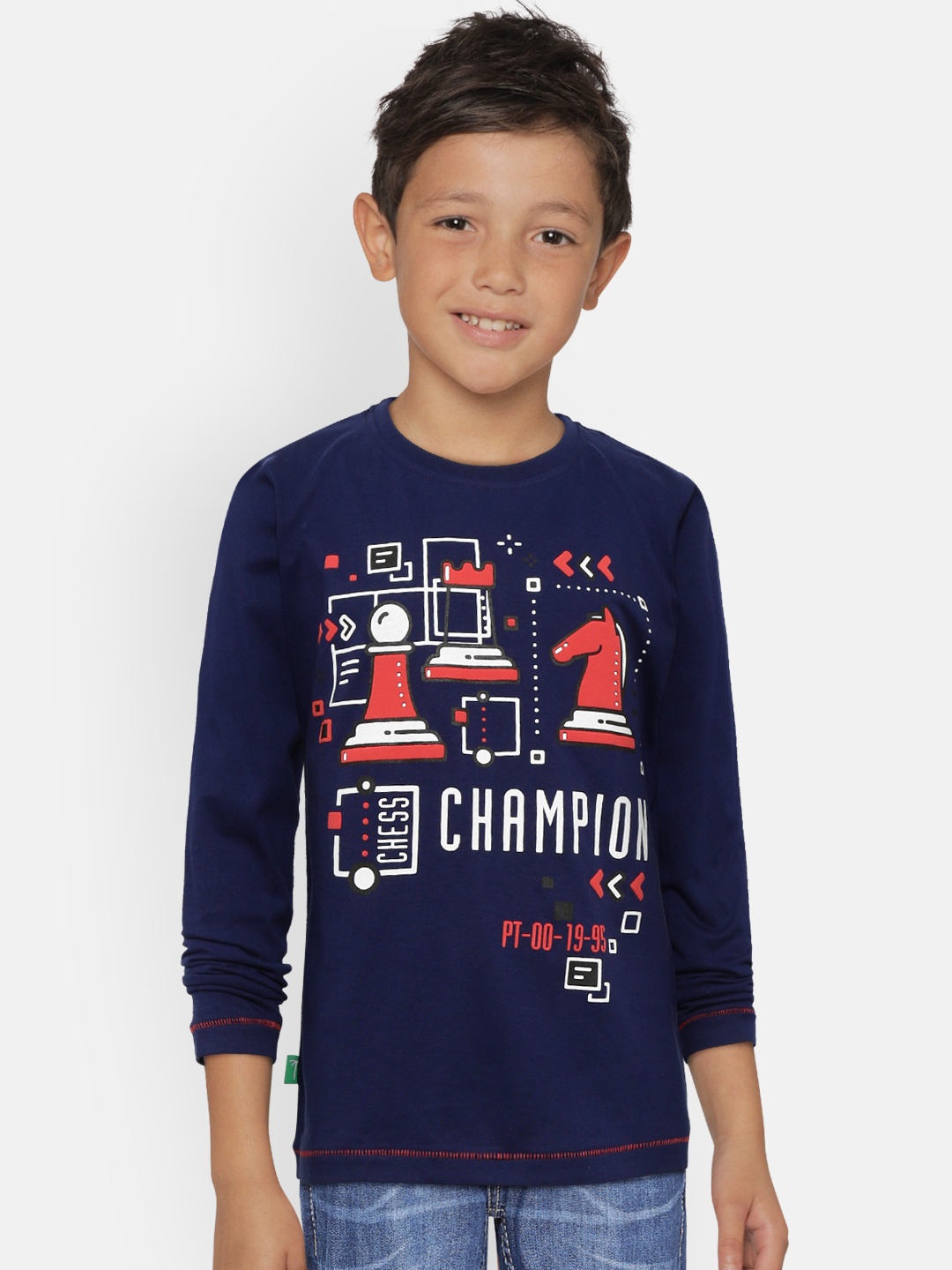 

Palm Tree Boys Navy Blue Printed Round Neck T-shirt