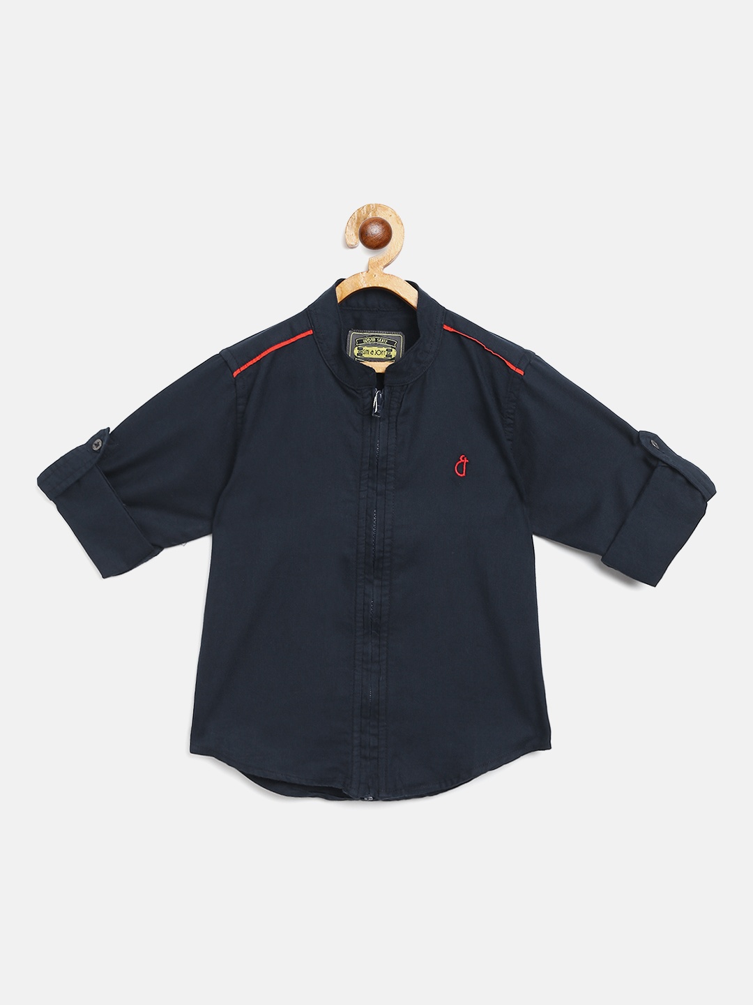 

Gini and Jony Boys Navy Blue Solid Regular Fit Casual Shirt