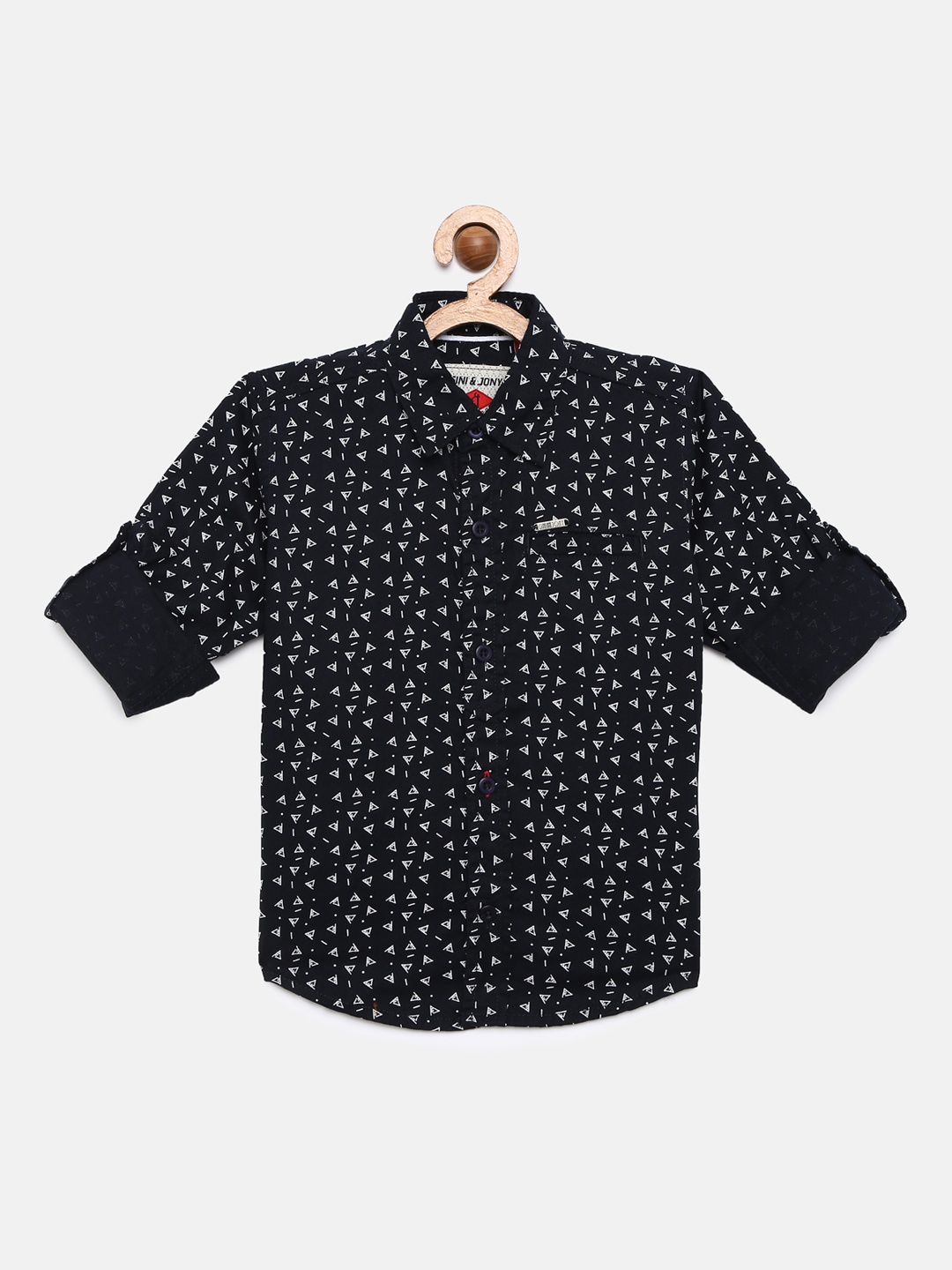 

Gini and Jony Boys Navy Blue Regular Fit Printed Casual Shirt