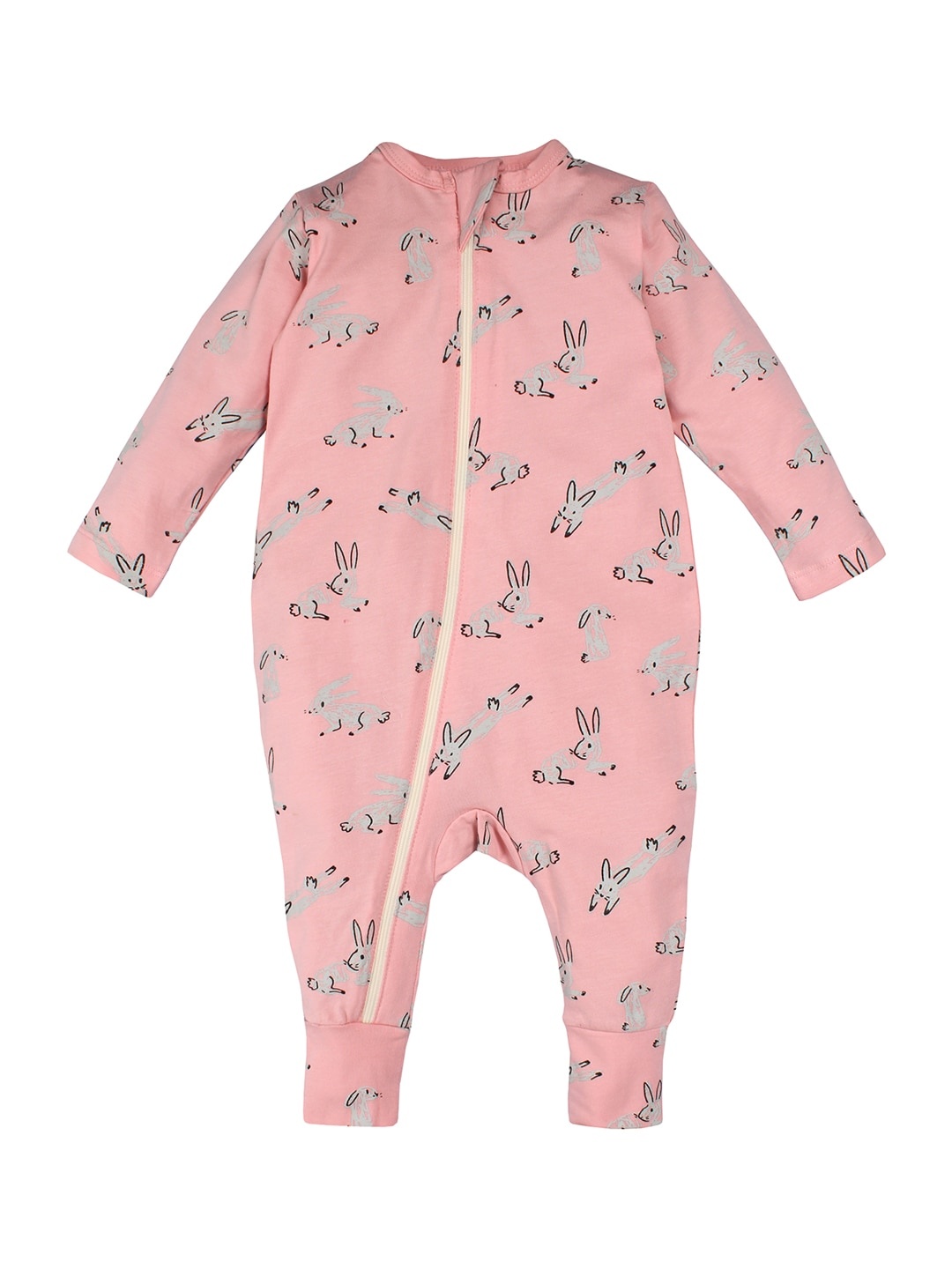 

Nino Bambino Infants Pink Organic Cotton Printed Zipper Sustainable Rompers