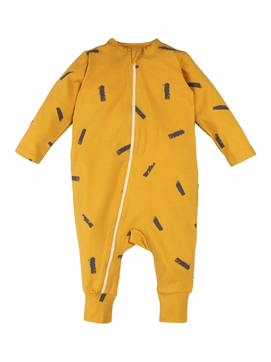 

Nino Bambino Infant Yellow & Black Organic Cotton Printed Zipper Sustainable Rompers