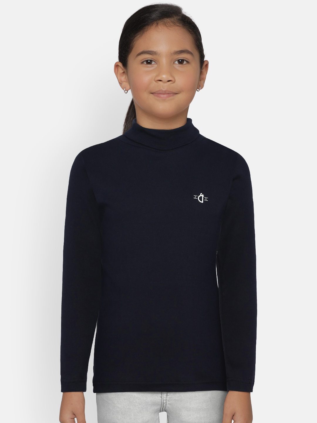 

Gini and Jony Girls Navy Blue Solid Fitted Top