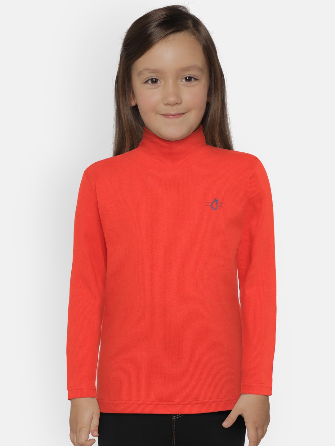 

Gini and Jony Girls Red Solid Turtle Neck T-shirt
