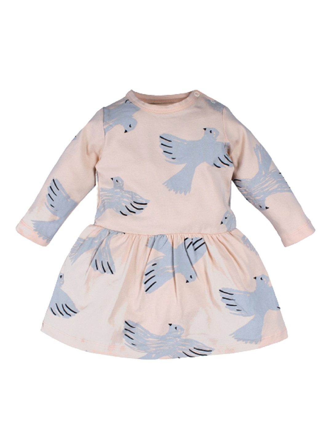 

Nino Bambino Girls Peach-Coloured & Blue Organic Cotton Printed Fit and Flare Dress