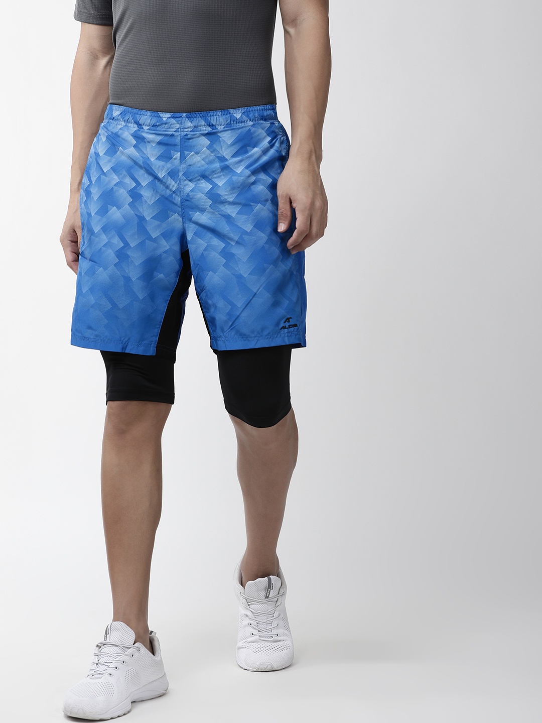 

Alcis Men Blue Printed Slim Fit Sports Shorts