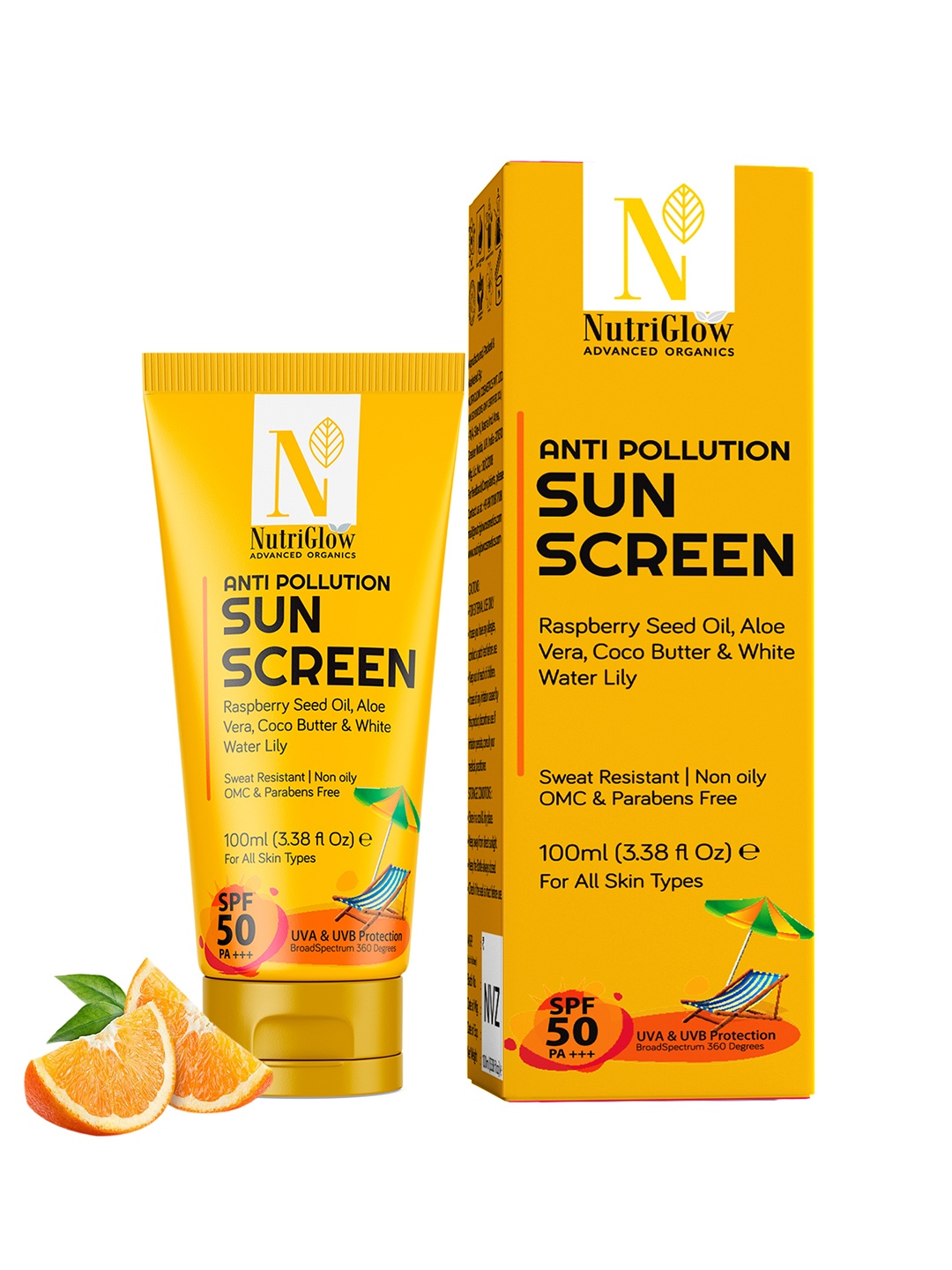 

Nutriglow Advanced Organics Anti-Pollution Sun Screen SPF 50 100 ml, White