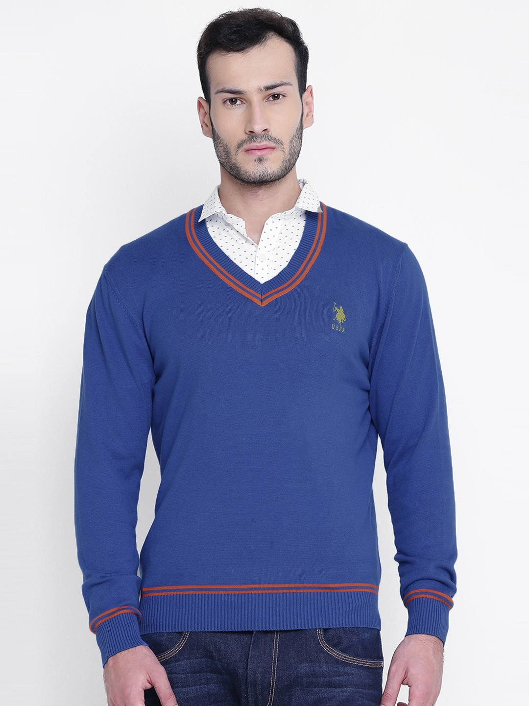 

U.S. Polo Assn. Men Blue Solid Sweater