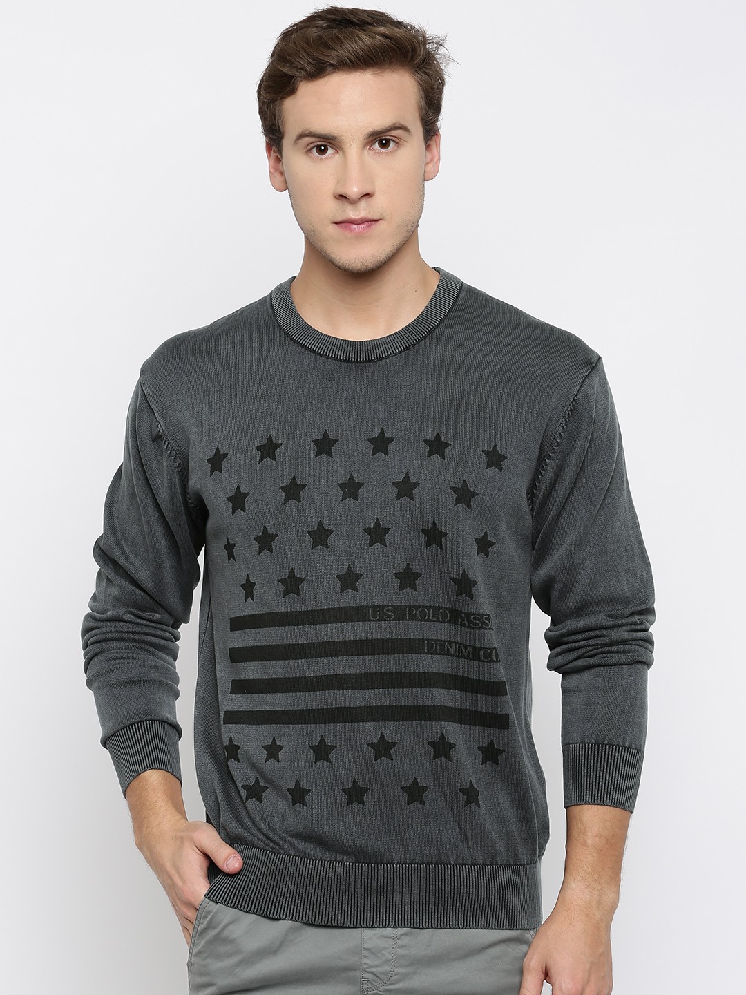 

U.S. Polo Assn. Denim Co. Grey Printed Sweater
