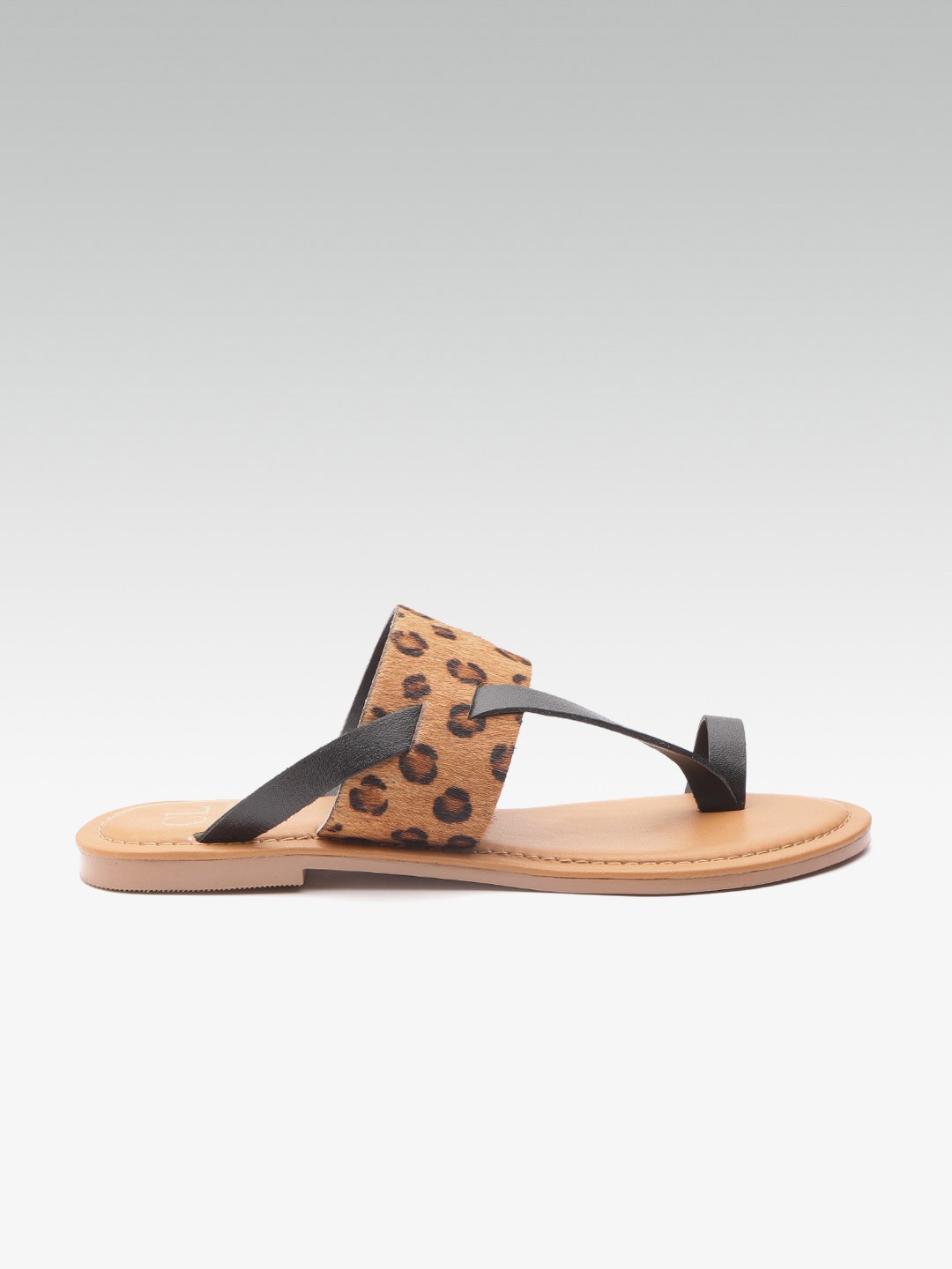 

Carlton London Women Brown & Black Leopard Print Leather One Toe Flats