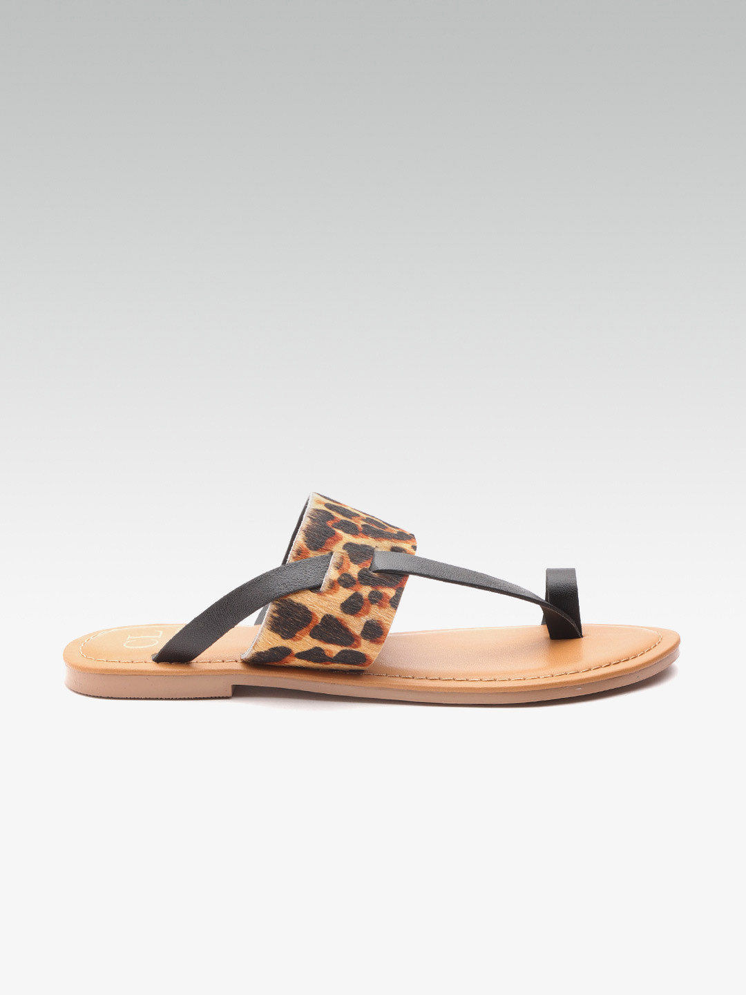 

Carlton London Women Brown & Black Leopard Print Leather One Toe Flats