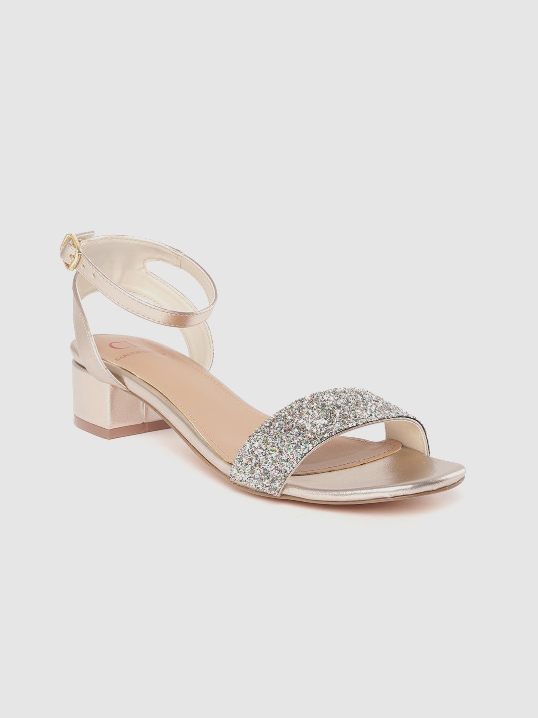 

Carlton London Women Silver-Toned & Gold-Toned Glitter Detail Block Heels