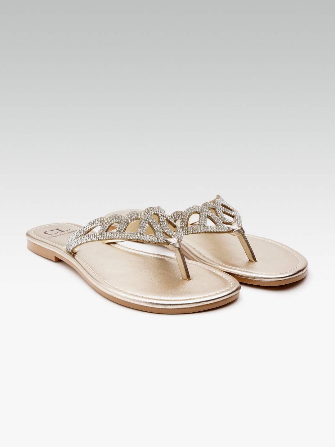 

Carlton London Women Silver-Toned Embellished Open Toe Flats