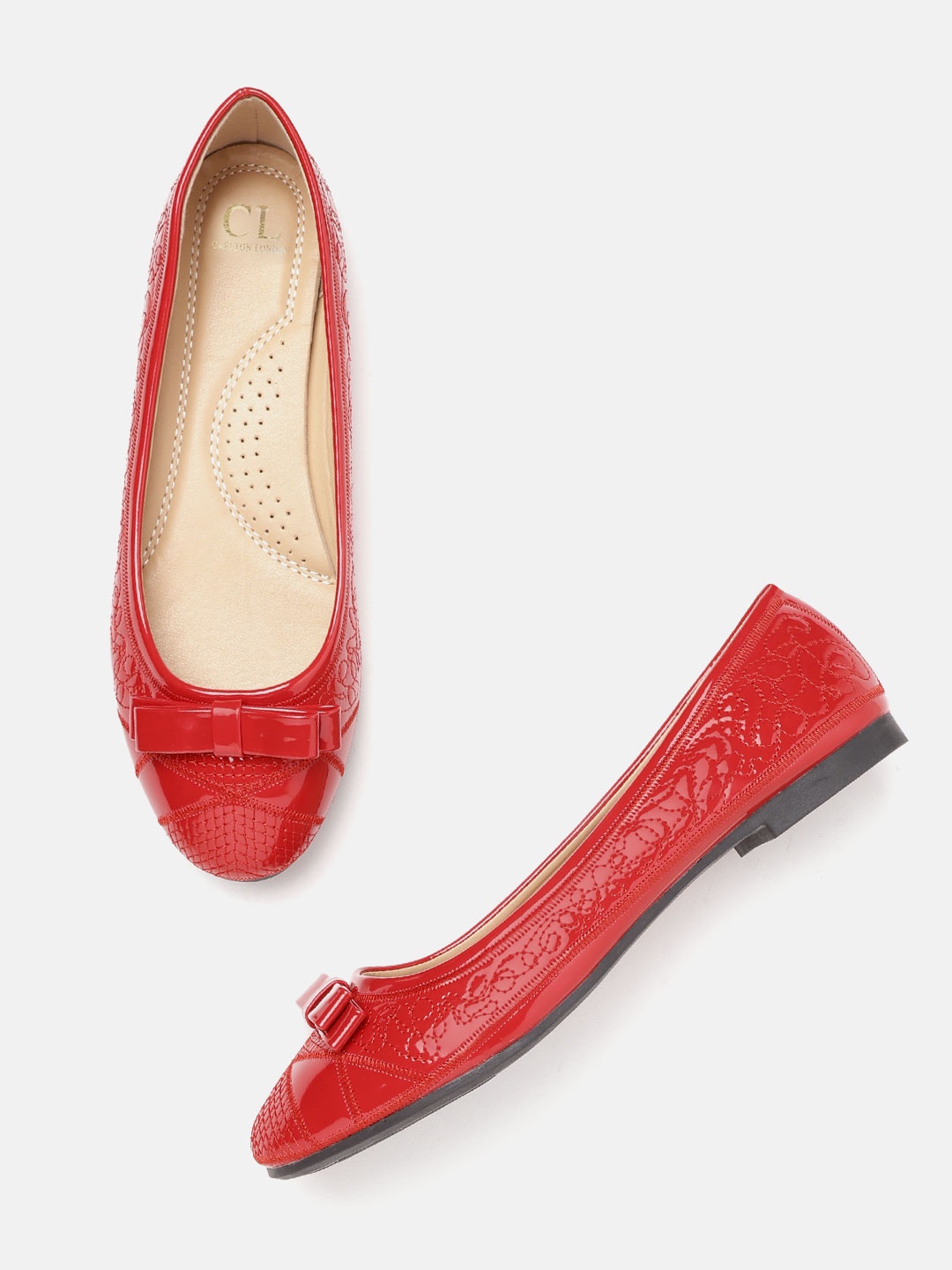 

Carlton London Women Red Woven Design Ballerinas