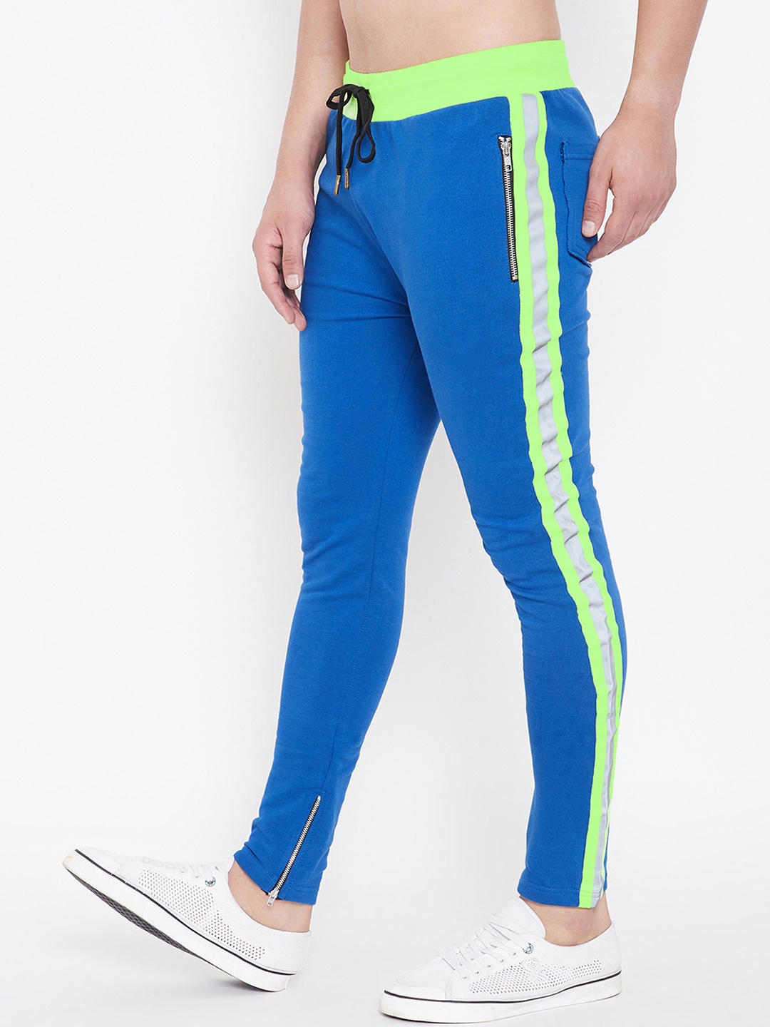 

FUGAZEE Men Blue & Green Solid Slim-Fit Trackpants
