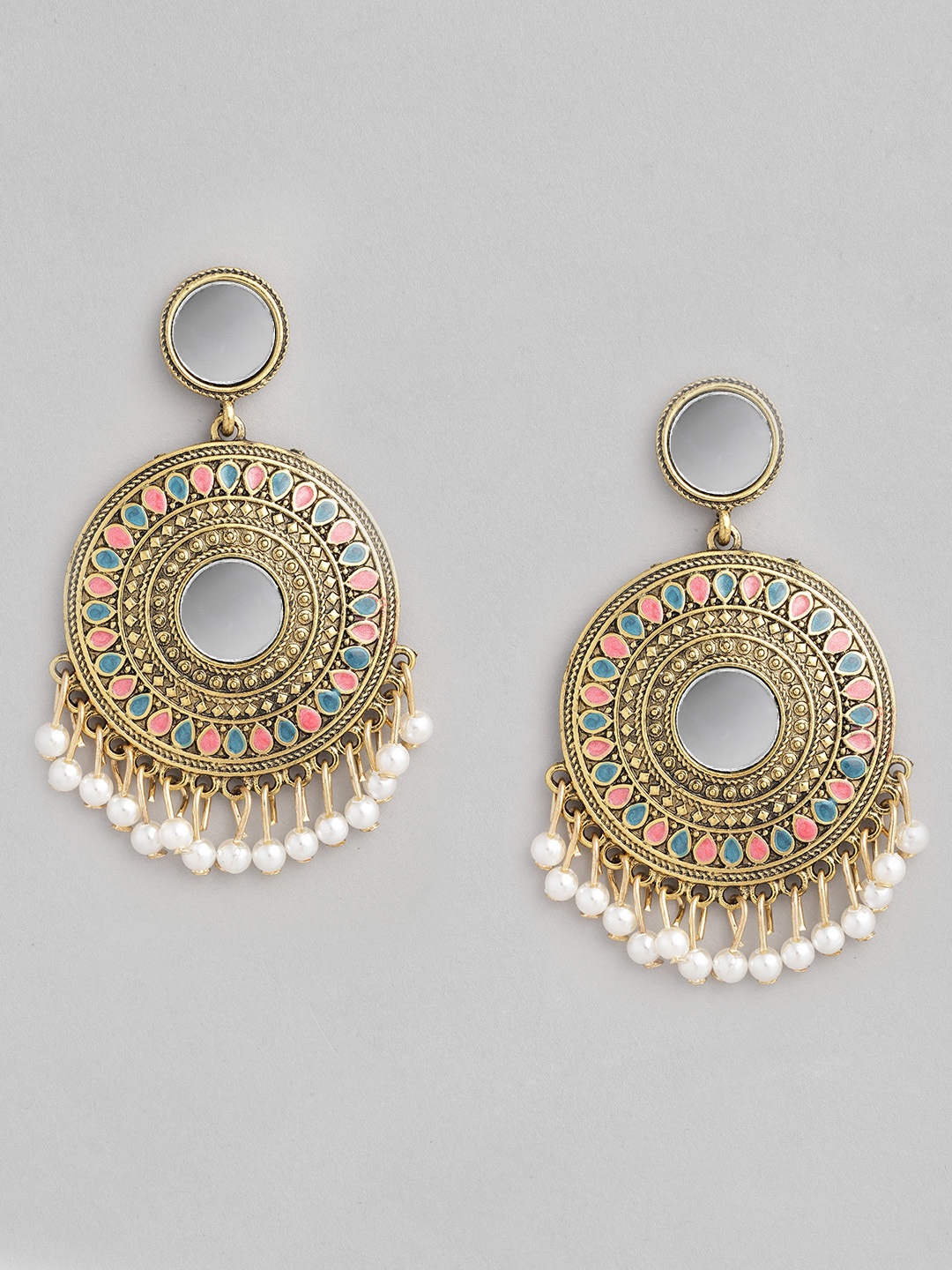 

justpeachy Gold-Toned Antique Circular Drop Antique Earrings
