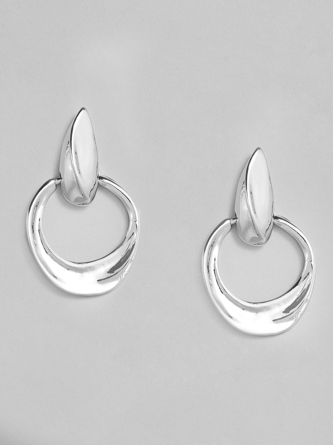 

justpeachy Silver-Plated Geometric Drop Earrings