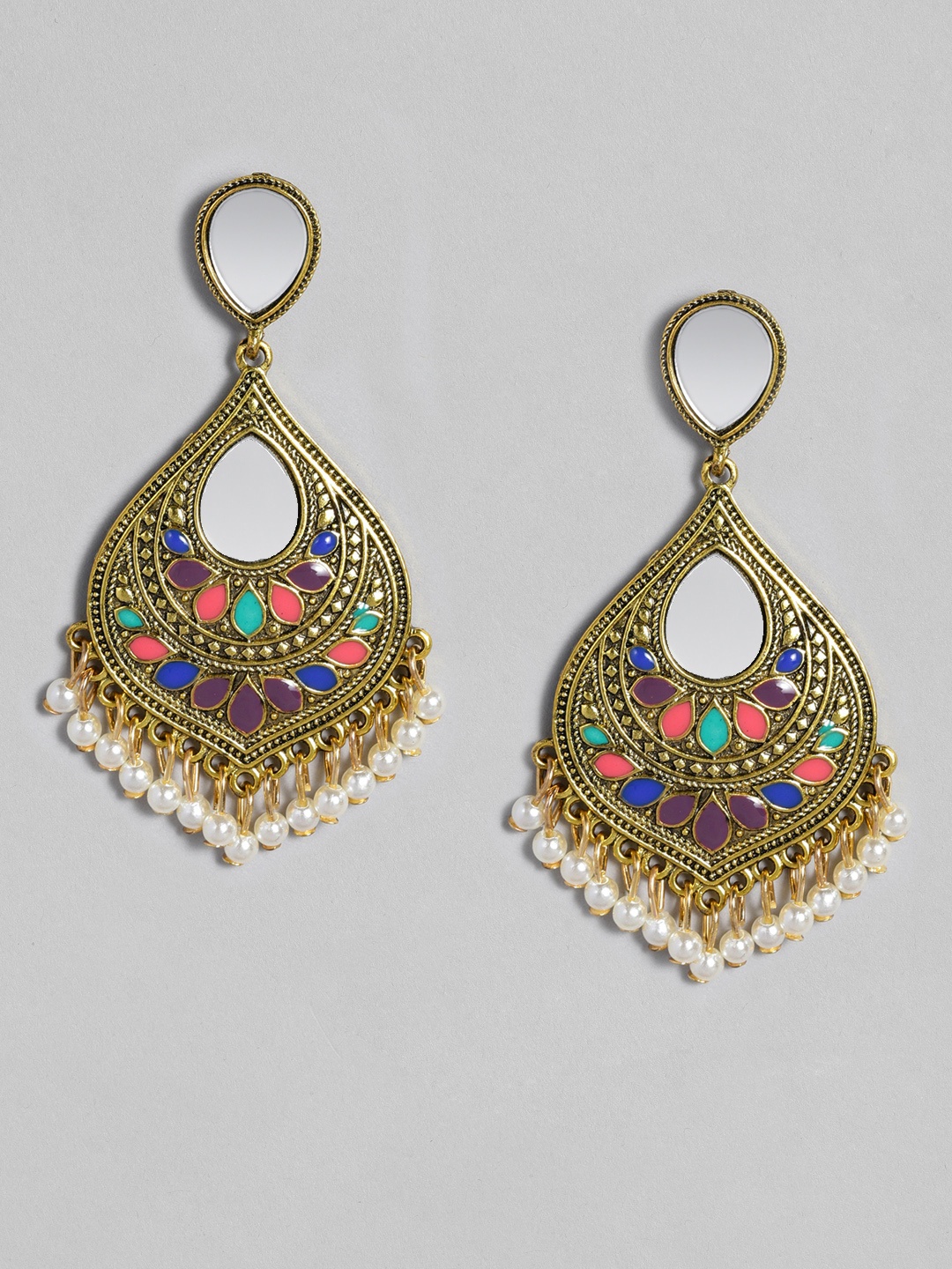 

justpeachy Gold-Plated & White Contemporary Drop Earrings